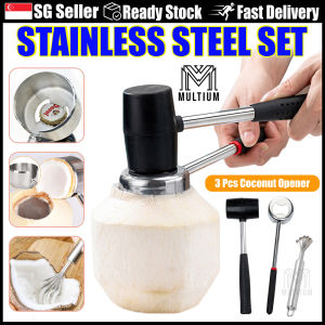 Coconut Opener Kit 430 - 3 Pcs Set | Coconut opening kitl Multi-purpose Coconut Opener l Digging Coconut Shreds Meat Taker l Opener Punch Tool Kitchen Gadget| Coconut Opener Kit|Coconut Scraper| Stainless Steel Coconut Opener| Manual Coconut Opener
