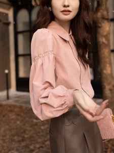 Pink Flocking Thickened Velvet Shirt Womens Autumn Winter New Early Spring French Style Top Layered Wear Inner Match Shirt