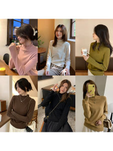 Womens Knitted Lace Collar Loose Fit High Neck Base Layer Sweater Autumn Winter New Style Fashionable Versatile Long Sleeve Top