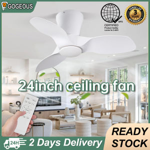 Gogeous 24 inch white ceiling fan modern 6 gear wind nordic 3 baldes ceiling fan with remote dc motorc ceiling fan for living room dinning room bedroom