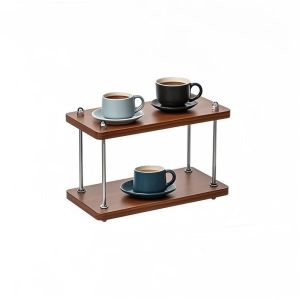Pure Solid Wood Desktop Multi-layer Cup Storage Rack Office Position Coffee Corner Perfume Cosmetic Display Cup Holder