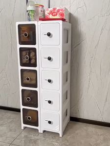 L17cm Slim Gap Storage Cabinet Drawer-style Plastic Household Bathroom/Kitchen Mobile Drawer Cabinet