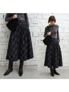 epoque de rueen | Retro Check Irregular A-line Slimming Skirt