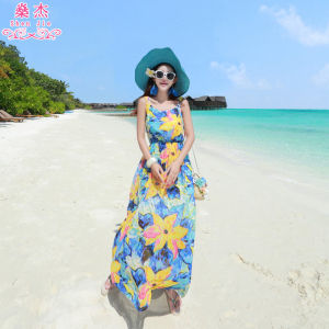 Beach Dress for Women Thailand Phuket Island Seaside Holiday Bohemia Long Dress Chiffon Slim Fit Suspender Dress Dress Summer