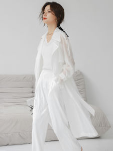White Long Sleeve Ice Silk Sun Protection Outerwear Womens Fashionable Wrap Style Full Body Slimming Summer New Arrival