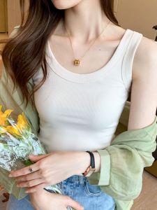 Xingling Ruo Womens Sling Vest 2024 New Style Summer Multi-Barbary Autumn Winter Sleeveless Thin Inner Wear U-Neck Outerwear Trendy