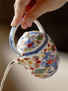 Fanyu Jingdezhen Powdered Color Tea Pot Ceramic Handmade High Temperature Burned Chinese Style Tea Set for Brewing Tea