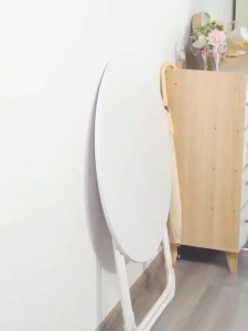 Compact Round Wood Dining Table with X-Type Stable Frame for Small Spaces