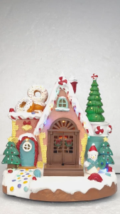 D&D FC906 Lighted Musical Donut Shop House w/ Moving Tree Christmas Decoration