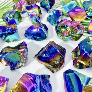 1PC High Quality Aura Obsidian Raw Stone Natural Crystal Raw StoneGemstone JewelryGlitter Healing crystal Birthday gift