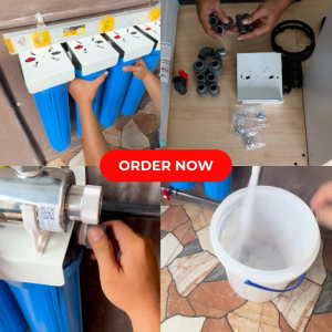 Water Filter 4 Stages 20" Slim Type Premium Deepwell with 6 GPM Uv Light No Fittings Complete Set up