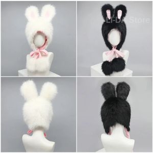 Plush Rabbit Ears Hat Anime Cartoon Cute Bunny Ears Headwear Furry Pink Cap Kawaii Warm Christmas Party Cosplay Accessories