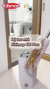Bộ lau nhà tự vắt KITIMOP C6 PLUS-PRO thùng 2 ngăn giặt vắt bàn lau 33cm kèm 3 bông lau