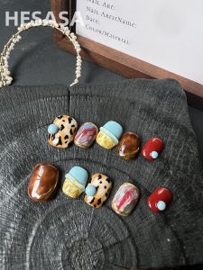 เฮซาซา ดีไซน์ดั้งเดิมระดับไฮเอนด์เลopard ลายเล็กไล่ระดับสีเล็บสั้นทำด้วยมือที่สวมใส่ได้เล็บสีสดใสซีรีส์