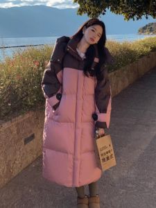 Pinghu Jiujiang Long down Jacket Womens Knee-Length Winter Coat Thickened Cotton Clothes Commute Style Zipper Closure