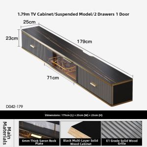 Modern Luxury Wall Mounted Narrow TV Stand Living Room Compact Solid Wood Cabinet