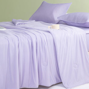 Cloud Mother Cool Sensation Silk Summer Quilt Ice Silk Cooling Mat Four-Piece Set Dual-Tone Simple Pure Color Air Conditioner Quilt