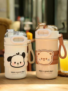 Cute Double Drink Insulated Cup 2025 New Style High Aesthetic Value Water Cup for Students Going to School Boys And Girls Special Use Straw Cup