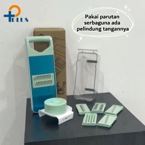 Parutan Stainless Potong Iris Sayur Buah Serbaguna Premium Vegetable Cutter 6 pisau + wadah Transparan/Slicer Stainless