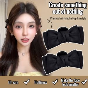 Womens summer set of small black butterfly clips