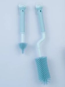 Baby Milk Bottle Nipple Cup Clean Cleaning Brush Silicone Bottle 360 Degree Rotation Long Handle