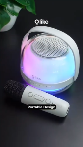 OLIKE Speaker Karaoke Bluetooth Portable Wireless KM2 Micrphone Set RGB LED Speaker Mini Full Bass | HD Audio Stereo Bass Max | Bluetooth 5.3 | Baterai 5 Jam | Desain Portabel & Stylish - Garansi 1 Tahun