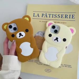 Sanrio | Cute Rilakkuma Bear Phone Case For iPhone 17 16 15 14 13 12 11 Pro Max Plus X XR XS Max 6 7 8 Plus Cartoon Silicone Back Cover
