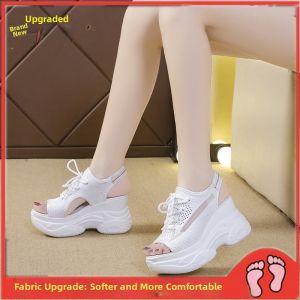 DIANCHA | Platform Fish Mouth Breathable Summer Slip-on Knit Sandals