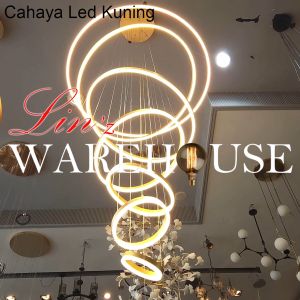 Lampu Gantung void MINIMALIS MODERN 7 GOLD RING LED pendant light
