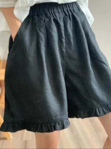 QIAOXIZI | Summer Loose Cotton Linen Shorts for Women with Elastic Waist and Wide Leg