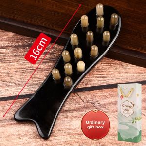 Natural Horn Comb Massage Comb Long Handle for Men And Women Head Meridian Brush Neck And Shoulder Massager Special Use