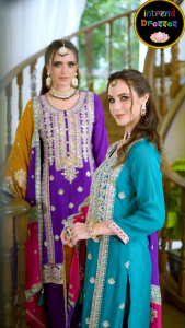 [Ready SG Stock] Party Wedding-Wear Pure Chinon Silk 3 Pcs Punjabi Suit with Multi-Color Dupatta [ Premium Indian Dresses]