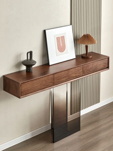 GOOFANSER | Black Walnut Antique Acrylic Suspended Storage Entryway Table