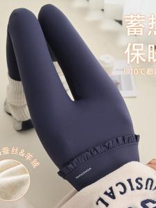 Thickened Warm Cashmere Silk Yoga Pants High Waist Flower Bouquet Design Fleece Lined Skin-tight Leggings for Women