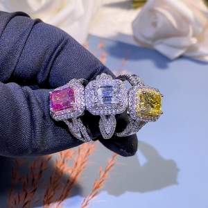 Luxury Jewelry Emerald Cut Both Rings 2 CT Moissanite 925 Sterling Silver Valentines Day Moissanite Gift Jewelry For Men Women