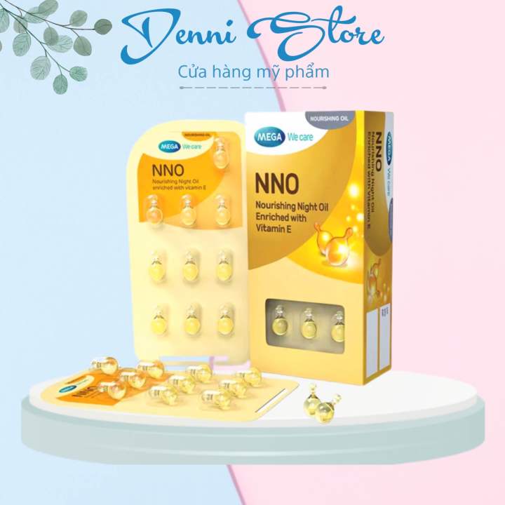 Vĩ 10 viên NNO dưỡng da, Vitamin E Mega We Care NNO Nourishing Night Oil
