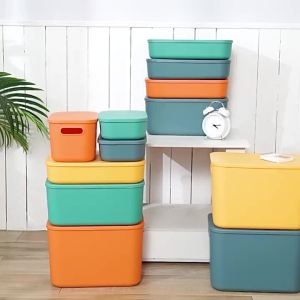 With Lid Large Plastic Storage Box for Wardrobe Clothes Clutter Organization