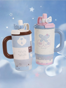 VANWALK | Cute Portable Thermal Cup with Handle and Straw for Girls Gifts High Capacity
