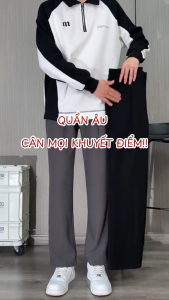 Quần âu ống suông nam nữ basic SUN MÀU TRẮNG thiết kế nửa cạp chun vải mềm mịn phong cách Hàn quốc