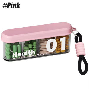 4 Compartments Pill Case Portable Daily Compact Travel Tablet Medicine Container with Hanging Rope for Vitamins Drug Storage Box
