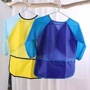 Tạp dề vẽ tranh chống thấm nước có túi đựng tiện dụng cho bé