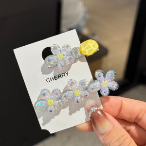 Elegant French Floral Hair Clip Duckbill Hairline Side Clip Crystal Hair Accessories Fashionable Hair Grips Hairpins