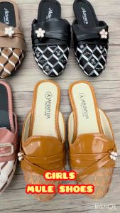 SANDAL BUDAK PEREMPUAN GIRLS MULE SHOES KASUT BUDAK SIZE 31-35 SANDAL LACE GIRLS FLAT MULE ANTI SLIP RUBBER SOLE