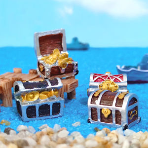 BC Treasure Chest Box Creative WaterTank Aquarium Decoration Microlandscape Gold Color Coins Ornaments Resin Crafts