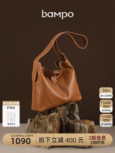 Bampo Half Slope First Layer Cowhide Tote Counter New Arrival Texture Large Capacity Shoulder Shu Shu Bag Crossbody Soft Bag
