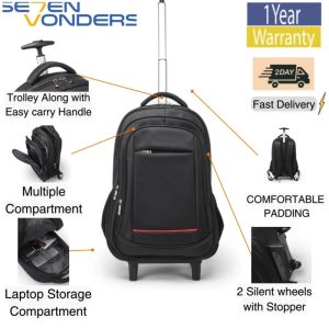 (SG Shop) #E745 Ultimate Step-UpTrolley Backpack: Multi-Compartment Spinner Wheels and Comfortable Padding