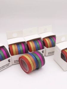 Shiny Powder Tape Fine Bleed Line Border Line Washi Tape 5 Millimeters Office Supplies Stationery Polymeric Simple Style