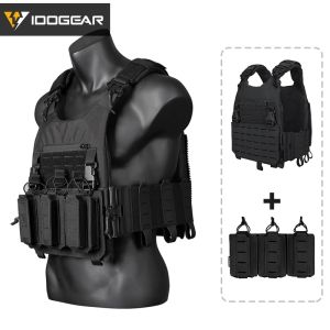IDOGEAR LSR Tactical Vest with 556 9mm Triple Magazine Pouch Quick Release Buckle Wargame Gear 3318&3570