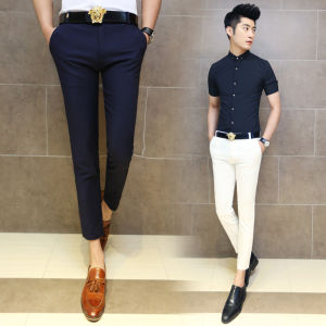 Quần Dài Nam Cotton Nguyên Chất Mùa Hè 2025 Quần Dài Công Sở Thời Trang Nine-Five Quần Dài Nam Cạp Vừa Màu Trắng