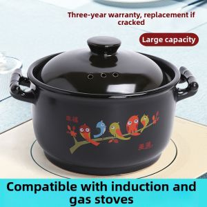 Ceramic Sand Pot Stove Top Compatible Large 5L+ Capacity Soup And Porridge Cooking Pot Japanese Style Commercial Use